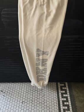 Dkny Cream Joggers with Silver Glitter Logo